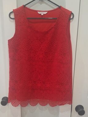 cleo Red Crochet Lace Tank Top